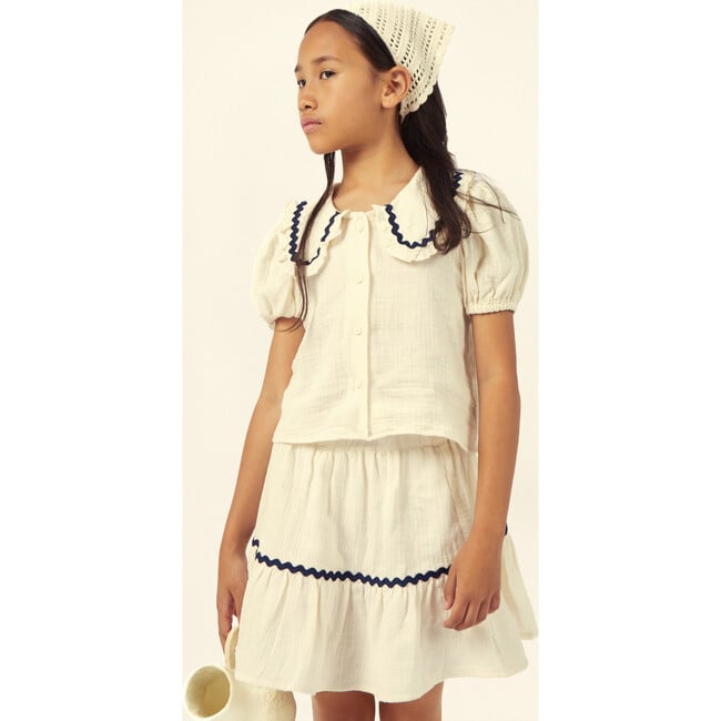 Althea Muslin Skirt, Ecru/Navy - Skirts - 2