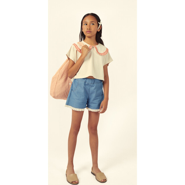 Althea Jersey T-Shirt, Ecru/Salmon - T-Shirts - 2