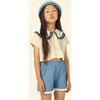 Althea Jersey T-Shirt, Ecru/Navy - T-Shirts - 2
