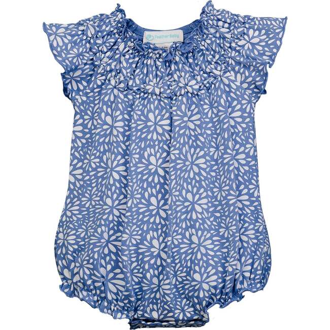 Ruched Bubble, Splashes on Blue - Rompers - 1