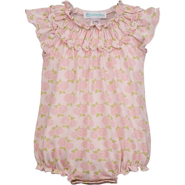 Ruched Bubble, Marlowe's Rose on Pink - Rompers - 1