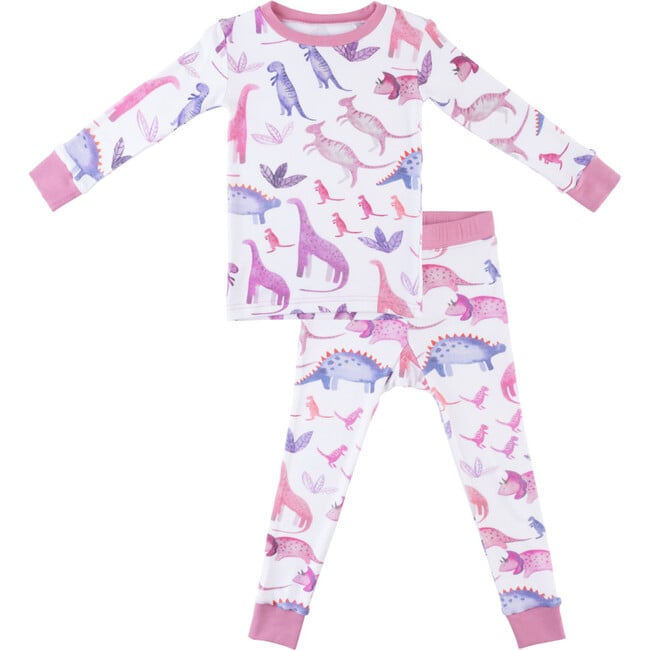 Toddler Bamboo Pajamas, Dino Pink