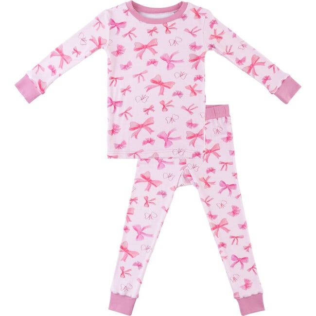 Toddler Bamboo Pajamas, Bow - Pajamas - 1