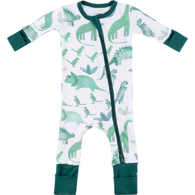 Baby Bamboo Pajamas w/ DreamCuffs®, Dino Green - Footie Pajamas - 1