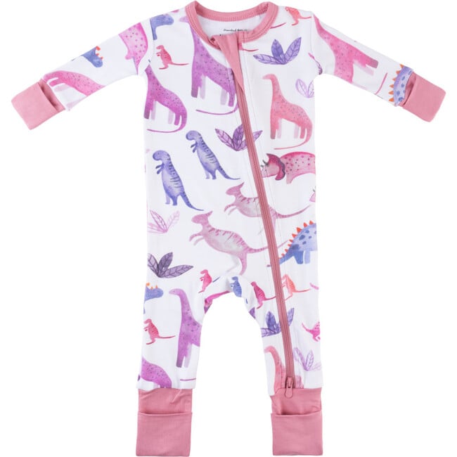 Baby Bamboo Pajamas w/ DreamCuffs®, Dino Pink - Footie Pajamas - 1