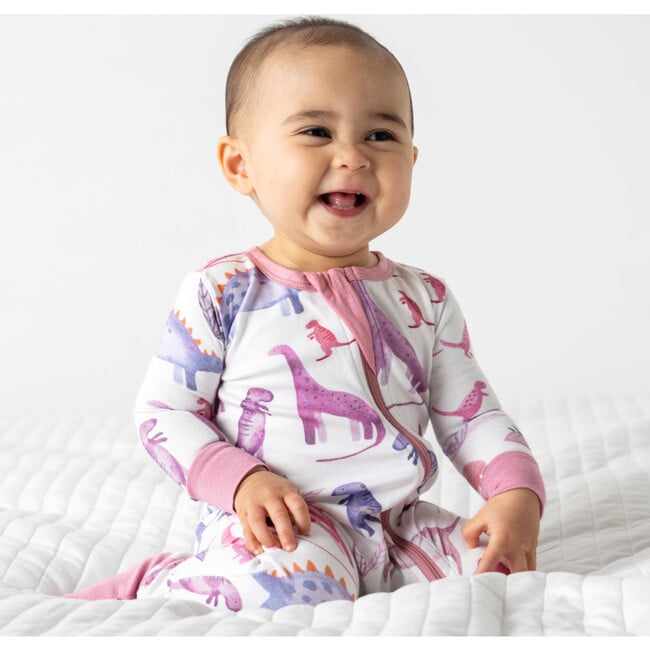 Baby Bamboo Pajamas w/ DreamCuffs®, Dino Pink - Footie Pajamas - 2