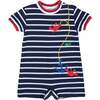 Stripe Knit Shortall With Anchor, Crabs & Fish - Rompers - 1 - thumbnail