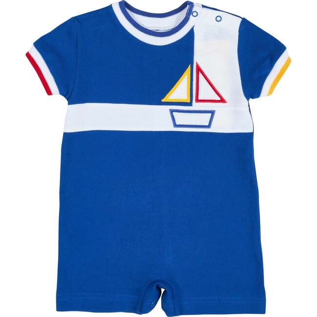 Pique Knit Shortall With Sailboat - Rompers - 1