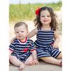 Stripe Knit Shortall With Anchor, Crabs & Fish - Rompers - 2