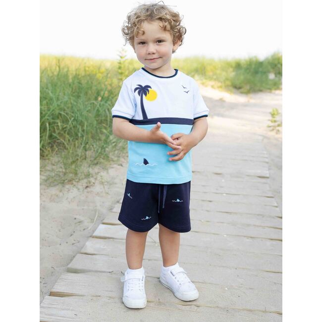 Knit Short Set With Ocean Scene - Mixed Apparel Set - 2
