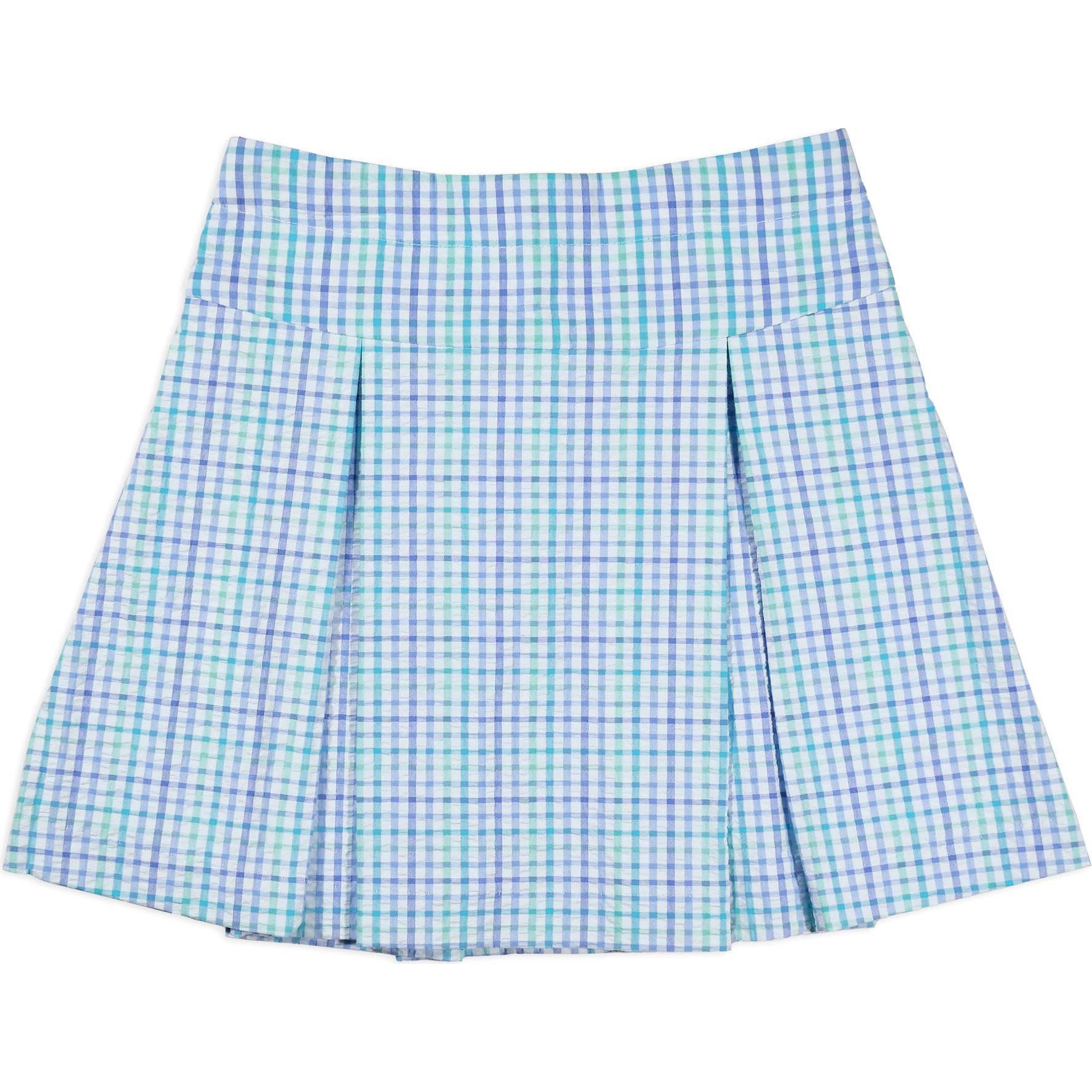 Plaid Seersucker Pleated Skirt - Skirts - 1