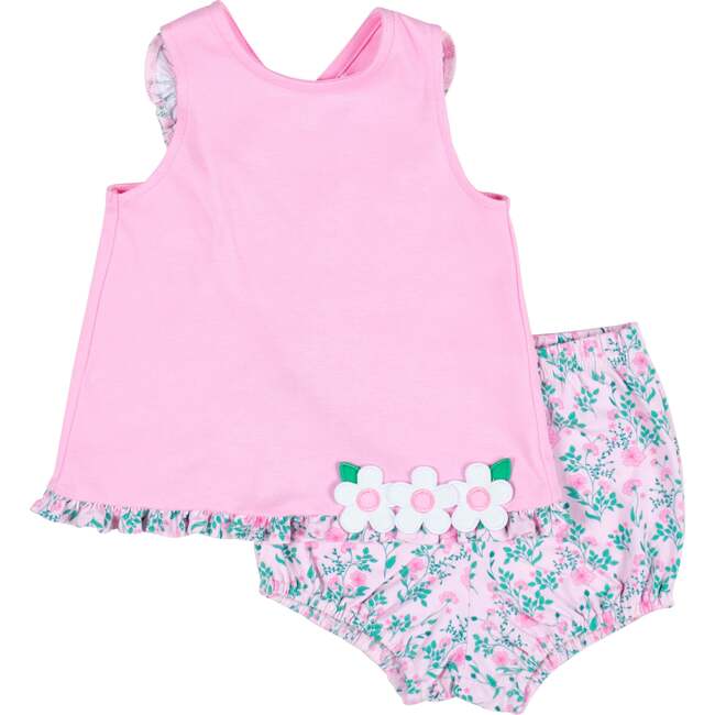 Ruffle Trim Top with Floral Print Bloomer - Mixed Apparel Set - 1