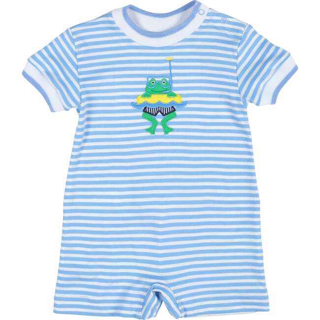 Stripe Knit Shortall With Frog