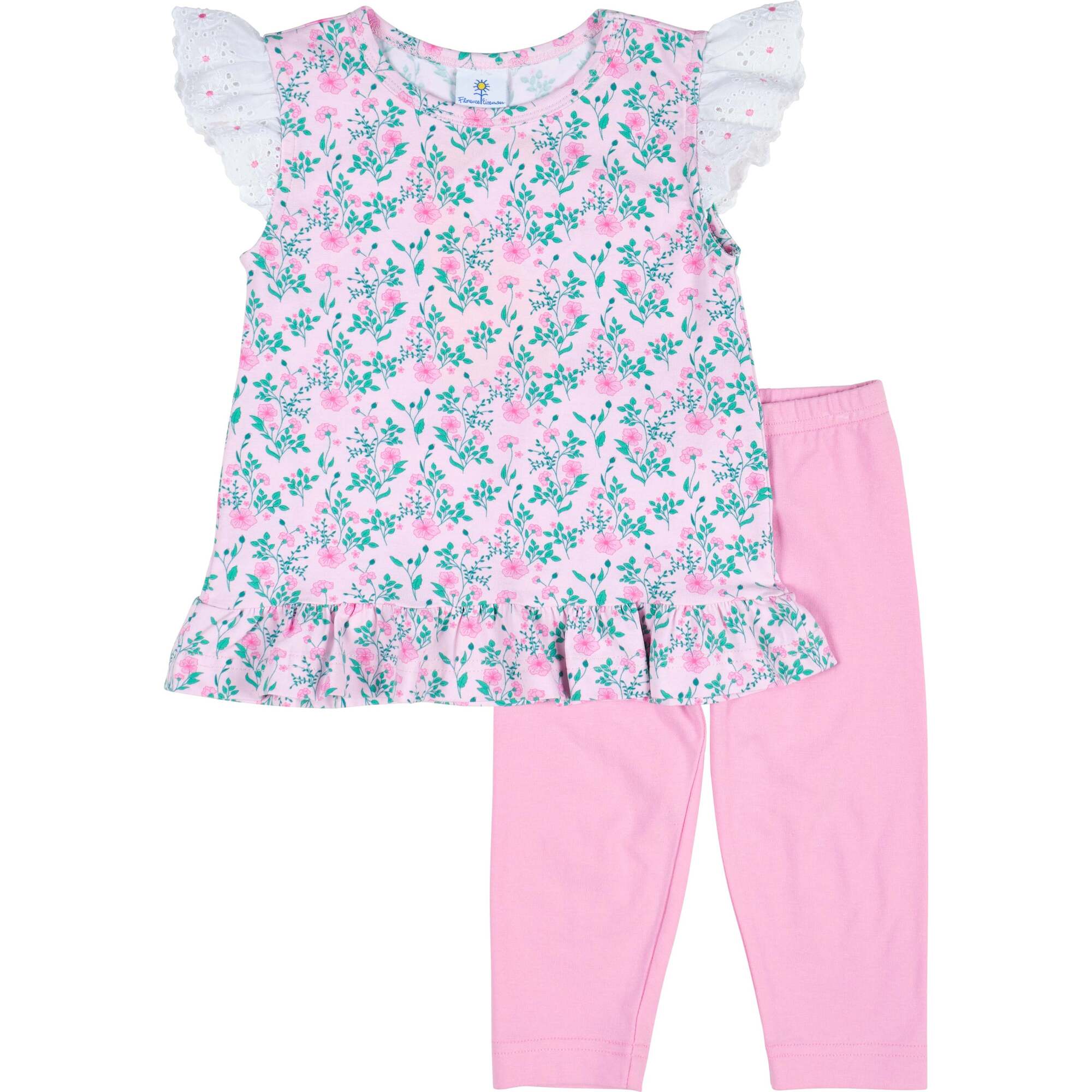 Floral Print Top with Capri Leggings - Mixed Apparel Set - 1