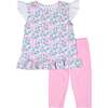 Floral Print Top with Capri Leggings - Mixed Apparel Set - 1 - thumbnail