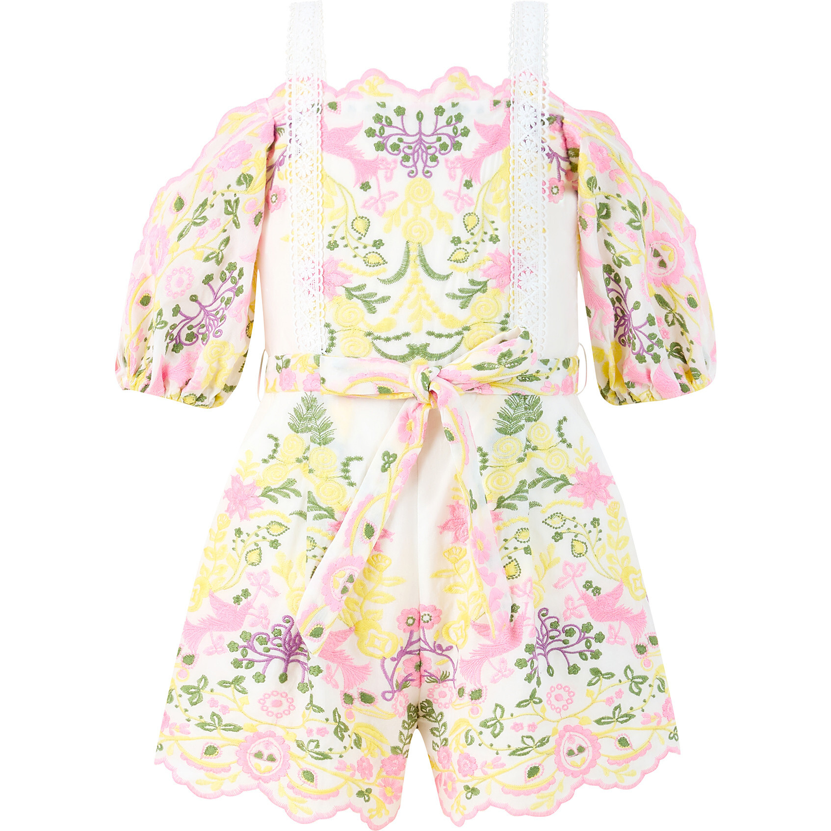 Fiona Embroidered Romper, Multi - Dresses - 1