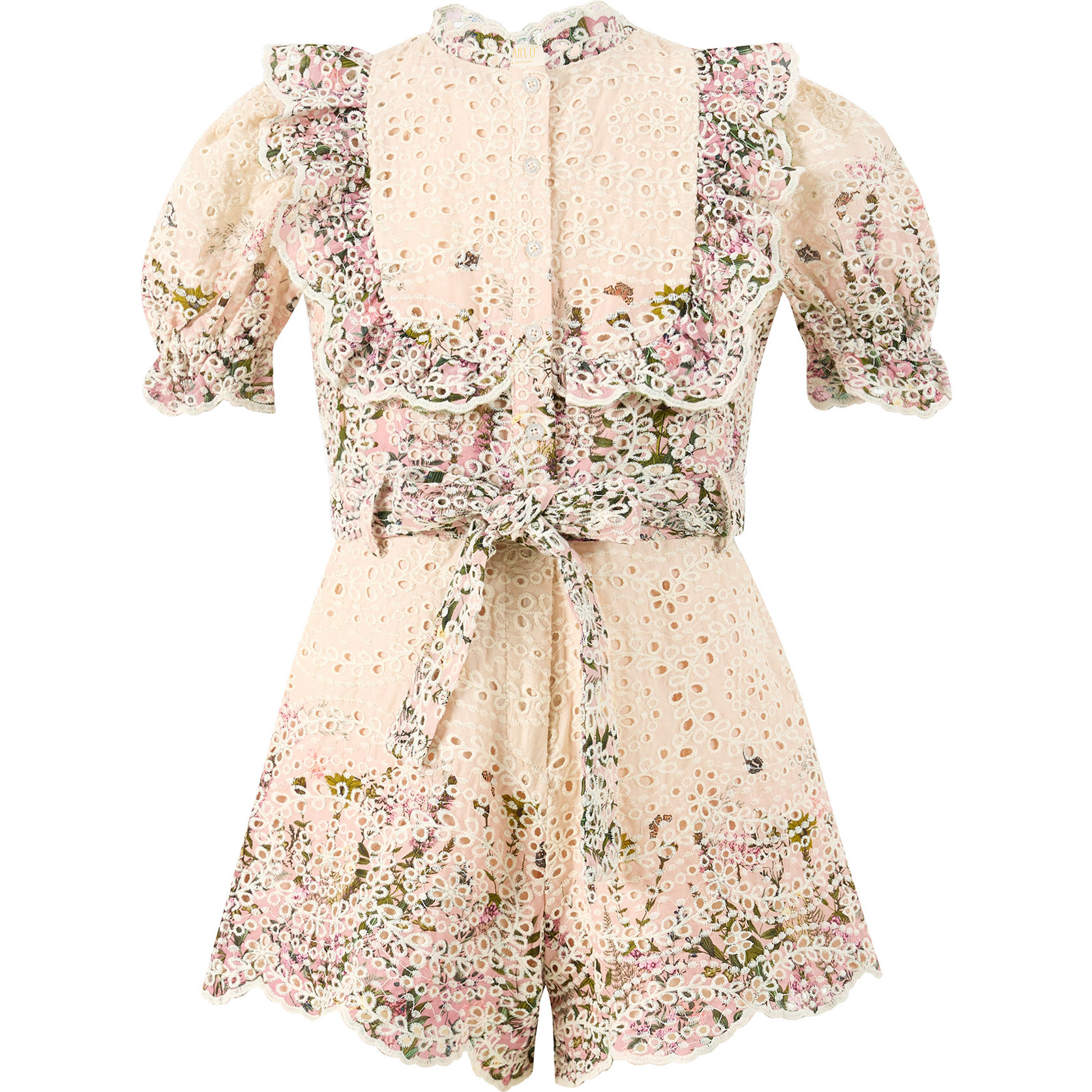 Chiara Embroidered Romper, Floral - Rompers - 1