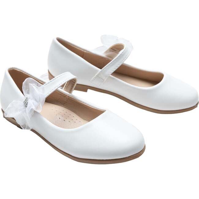 Haile Rhinestone Flower Flats, White - Mary Janes - 1