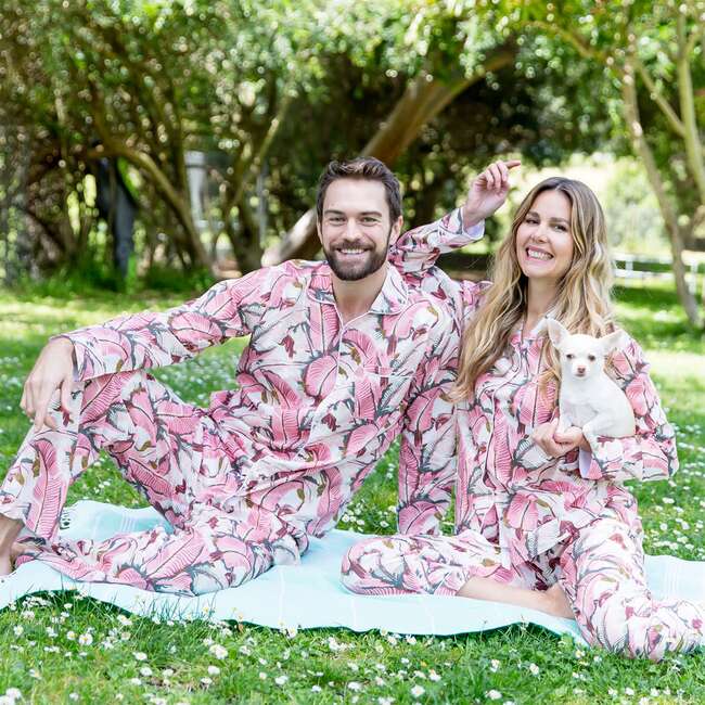 Men's Martinique® Pink Banana Leaf Long PJ Set - Pajamas - 2