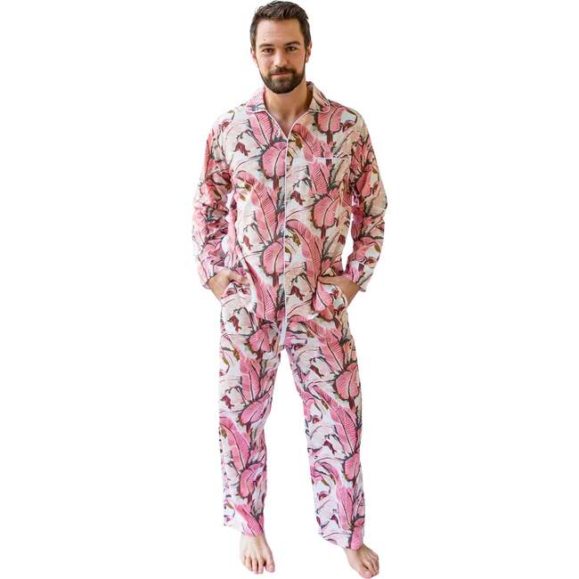 Men's Martinique® Pink Banana Leaf Long PJ Set - Pajamas - 3
