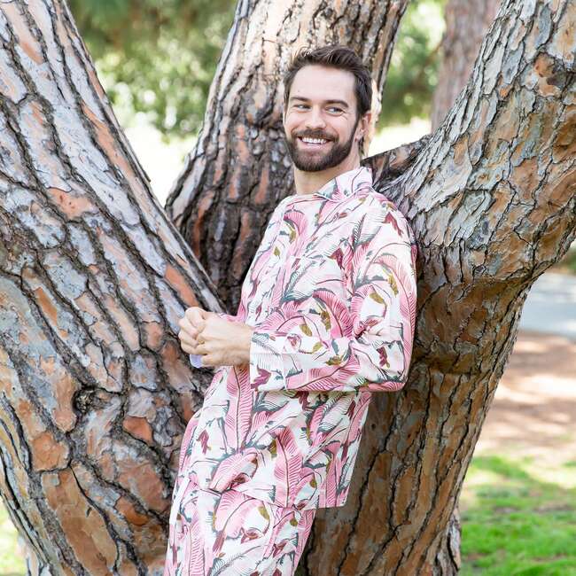 Men's Martinique® Pink Banana Leaf Long PJ Set - Pajamas - 7