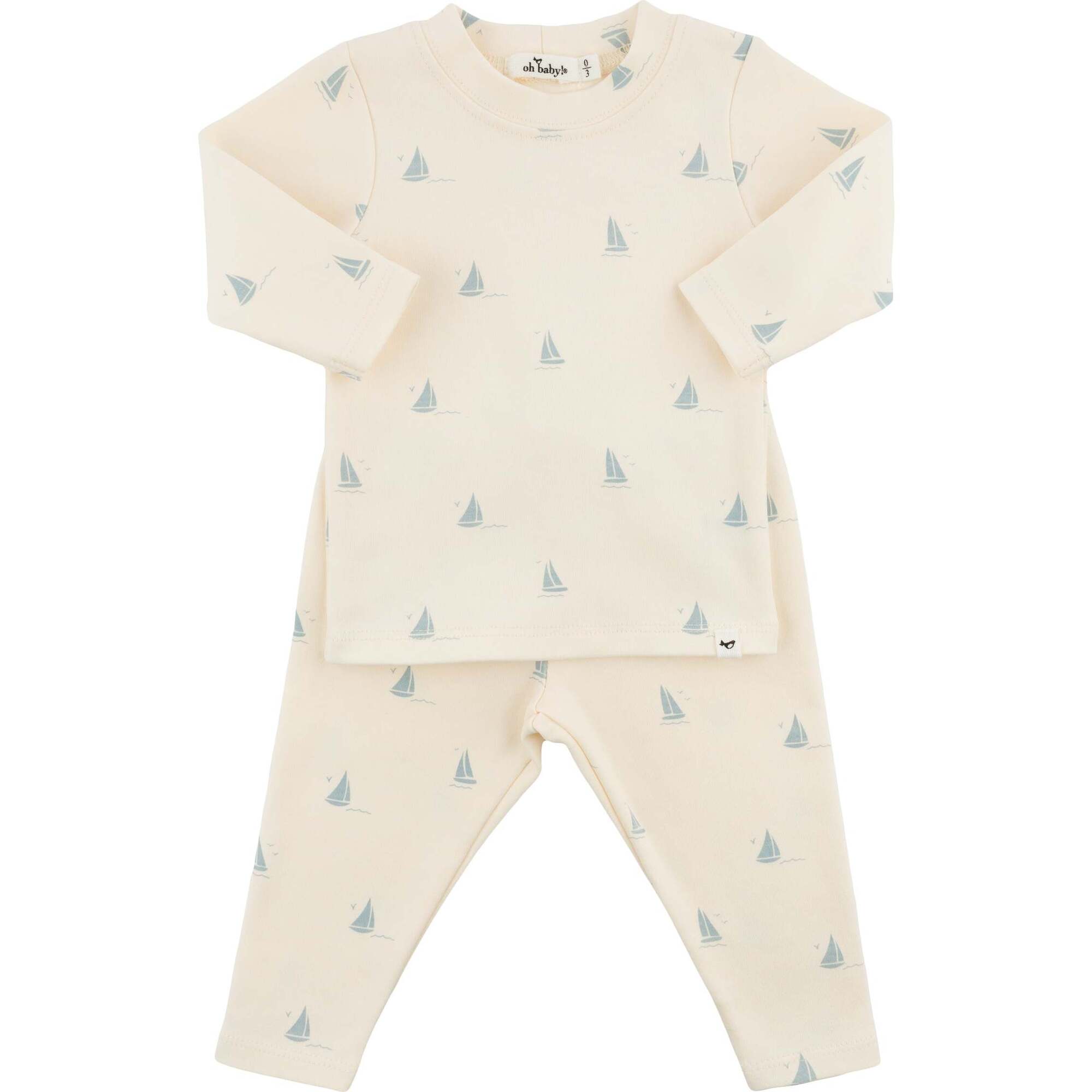 Mini Sailboats Two Piece Set, Milk - Mixed Apparel Set - 1
