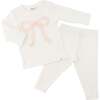 Ruffle Bow Pink Silver-Fleck Tulle Two Piece Set, Cream - Mixed Apparel Set - 3