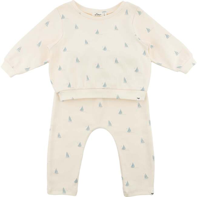 Mini Sailboats Brooklyn Boxy Jogger Set, Milk - Mixed Apparel Set - 1