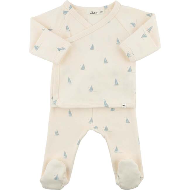 Mini Sailboats Kimono Set, Milk - Mixed Apparel Set - 1