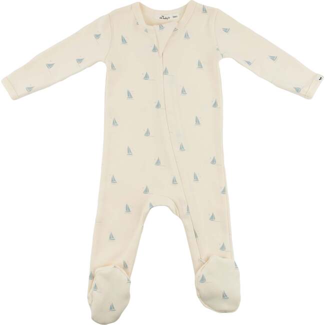 Mini Sailboats Footie , Milk - Footie Pajamas - 1