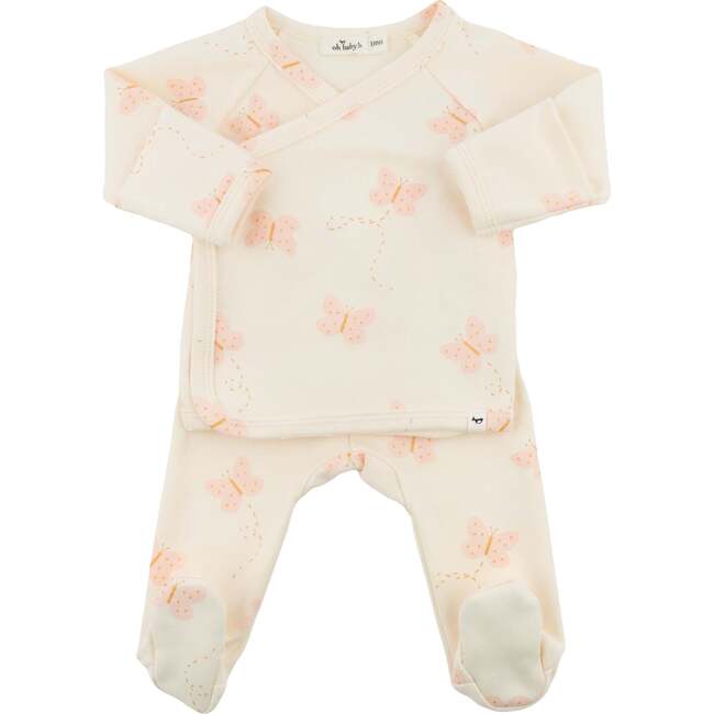 Mini Butterflies Pink Kimono Set, Milk - Mixed Apparel Set - 1