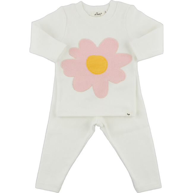 Large Daisy Pink Two Piece Set, Cream - Mixed Apparel Set - 1