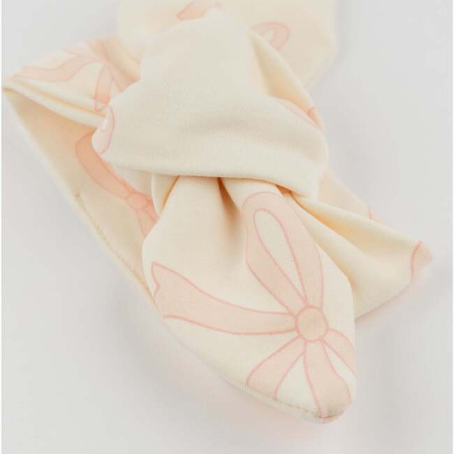 Bows Pink Tie Turban, Milk - Hair Accessories - 2