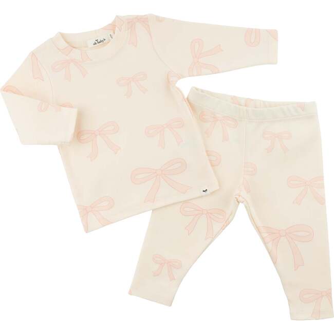 Big Bows Pink Two Piece Set, Milk - Mixed Apparel Set - 2