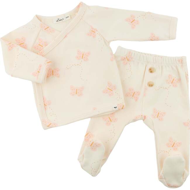 Mini Butterflies Pink Kimono Set, Milk - Mixed Apparel Set - 6