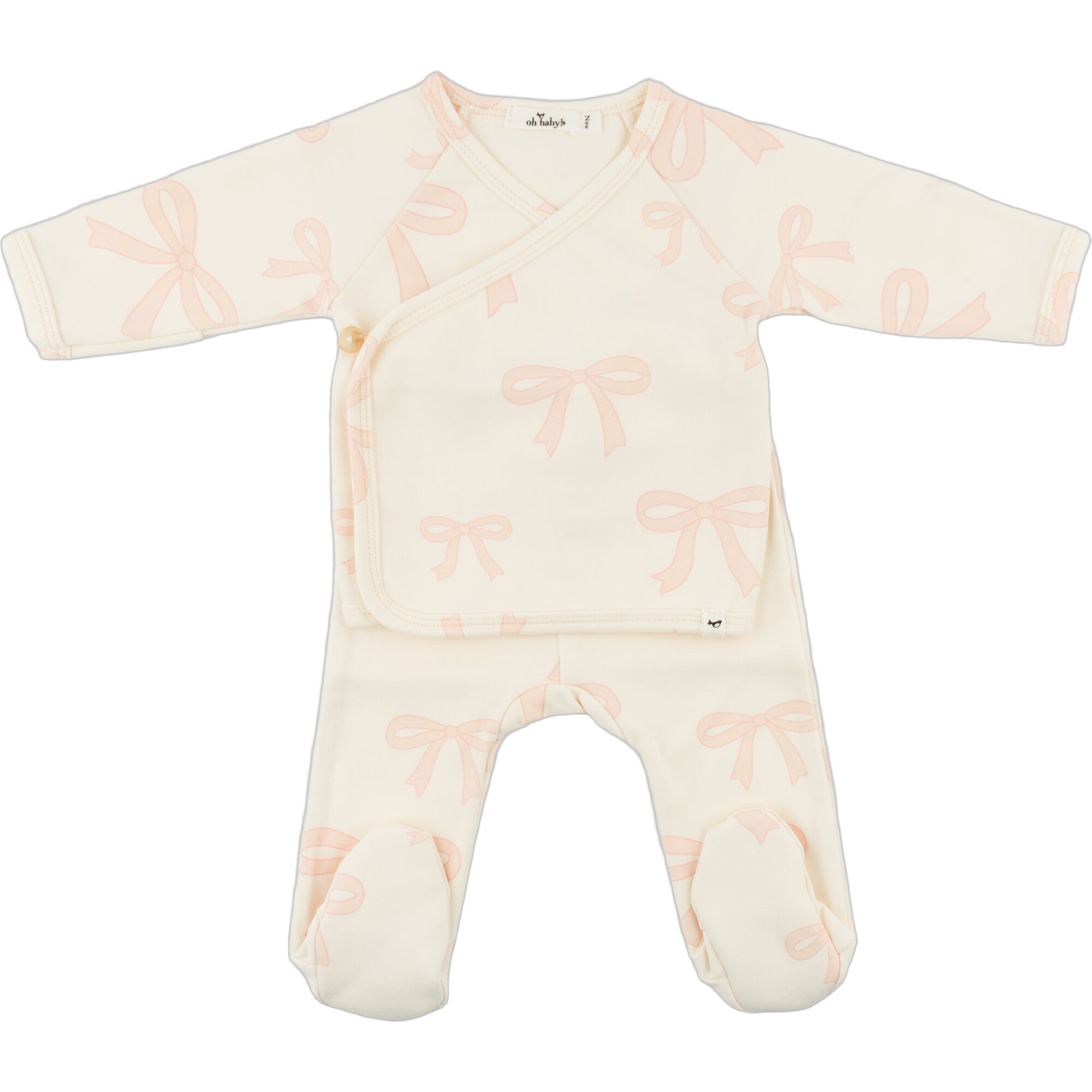 Big Bows Pink Kimono Set, Milk - Mixed Apparel Set - 1