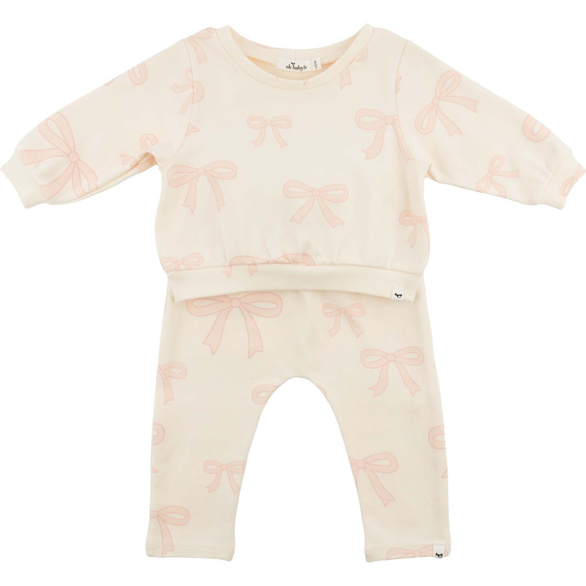 Big Bows Pink Brooklyn Boxy Jogger Set, Milk - Mixed Apparel Set - 1