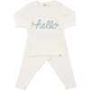 "hello" Fog Two Piece Set, Cream - Mixed Apparel Set - 1 - thumbnail