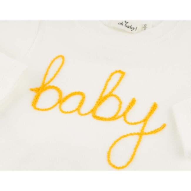 "baby" Golden Embroidered Two Piece Set, Cream - Mixed Apparel Set - 2