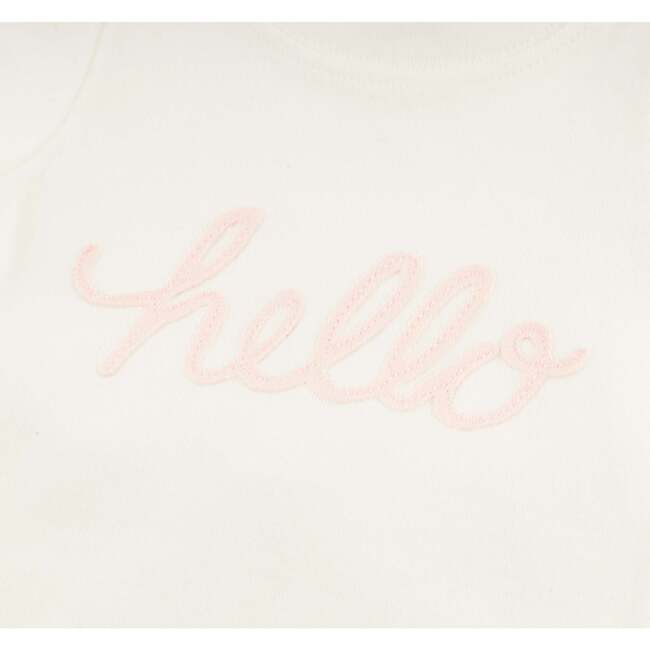 "hello" Pale Pink Two Piece Set, Cream - Mixed Apparel Set - 2