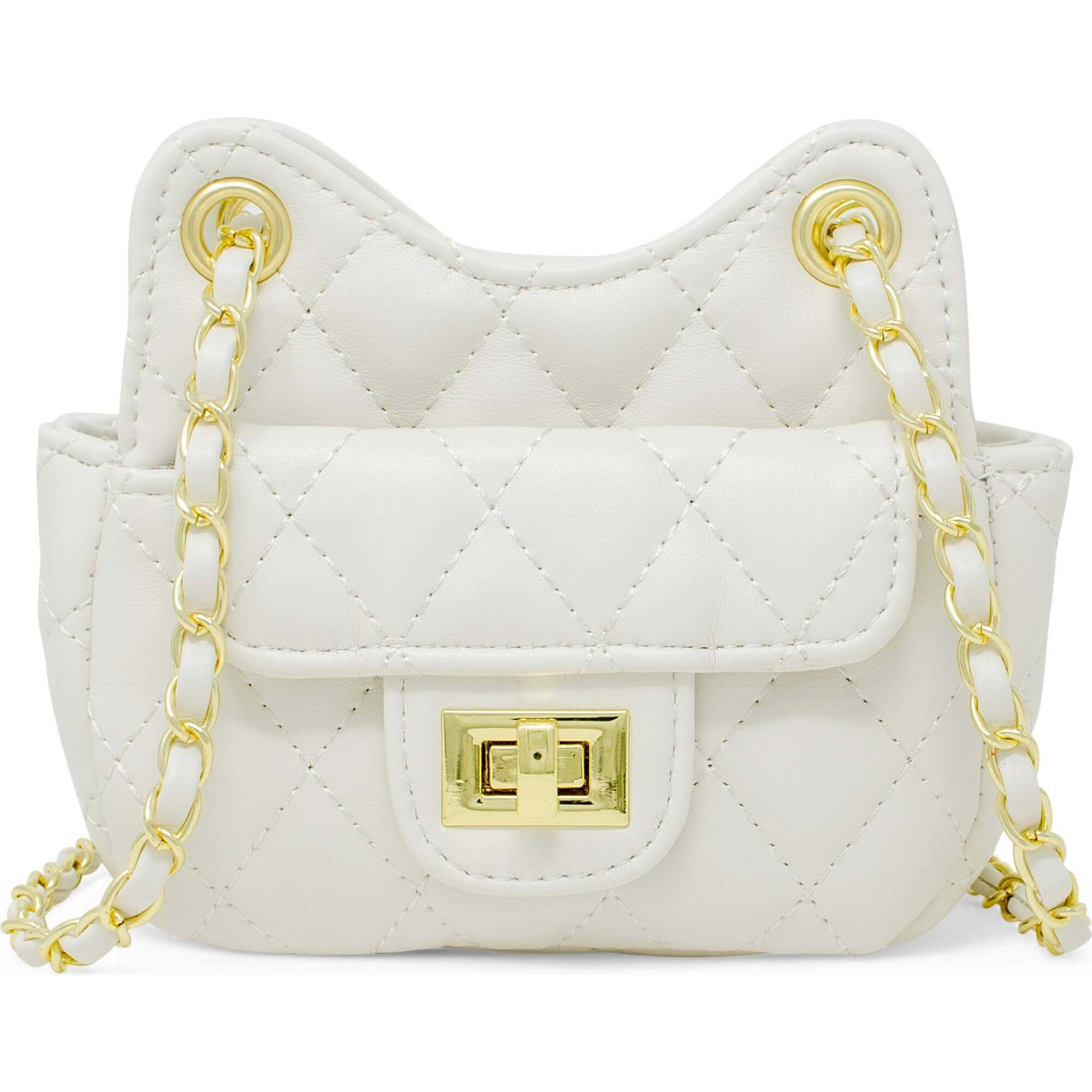 Girls Tiny Quilted Treasure Purse, White - Bags - 1