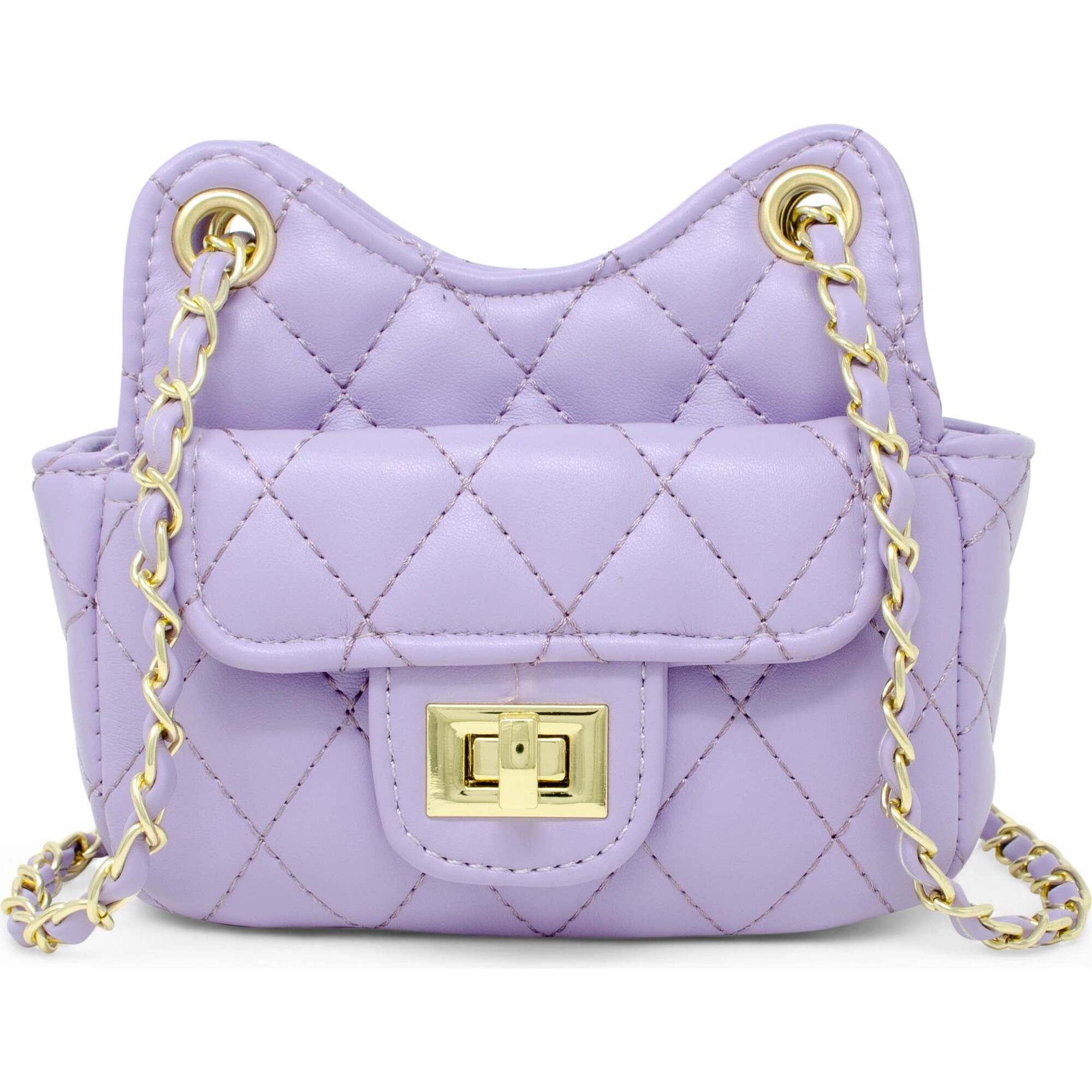 Girls Tiny Quilted Treasure Purse, Purple - Bags - 1