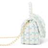 Girls Tweed Jumbo Pearl Bow Handbag, Teal - Bags - 2