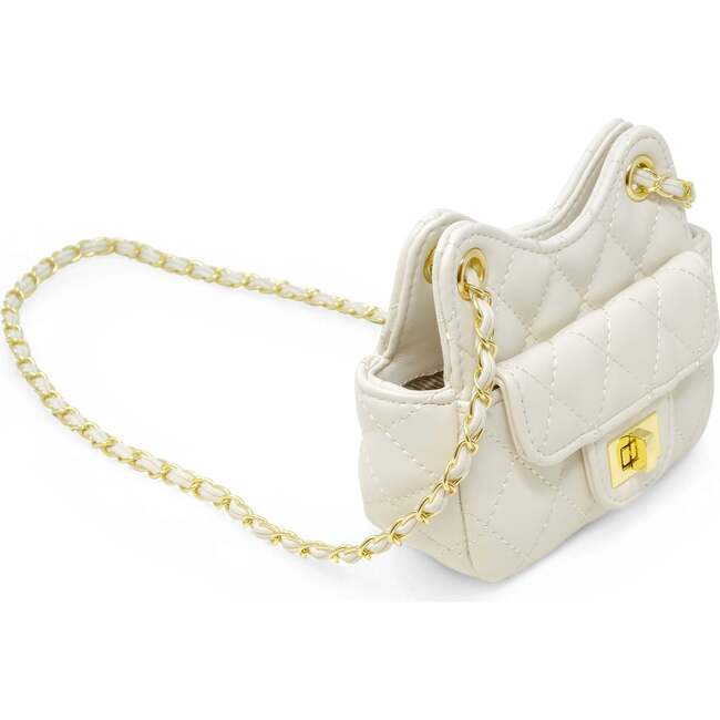 Girls Tiny Quilted Treasure Purse, White - Bags - 3