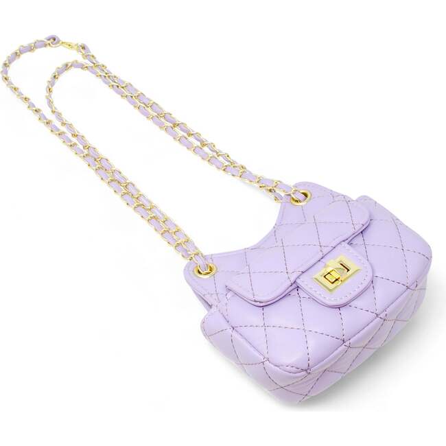 Girls Tiny Quilted Treasure Purse, Purple - Bags - 4