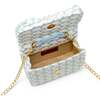 Girls Tweed Jumbo Pearl Bow Handbag, Teal - Bags - 5