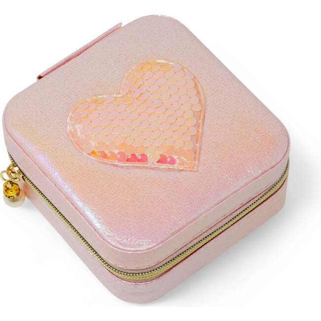 Girl's Sparking Sequin Heart Jewelry Box, Pink