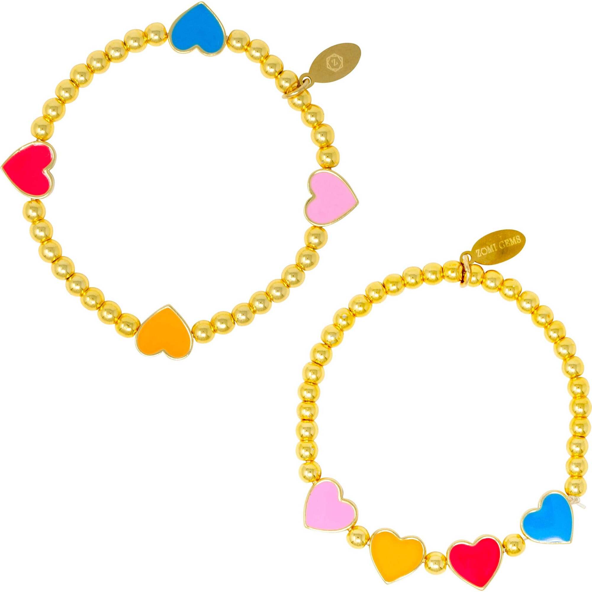 Girl's Rainbow Hearts Stretchy Bead Bracelets - Bracelets - 1