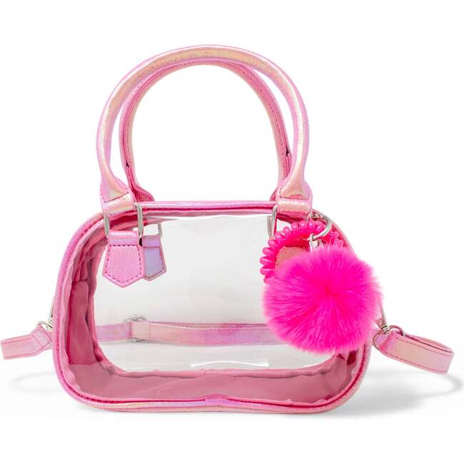 Girl's Game Day Glam Clear Crossbody Handbag, Hot Pink