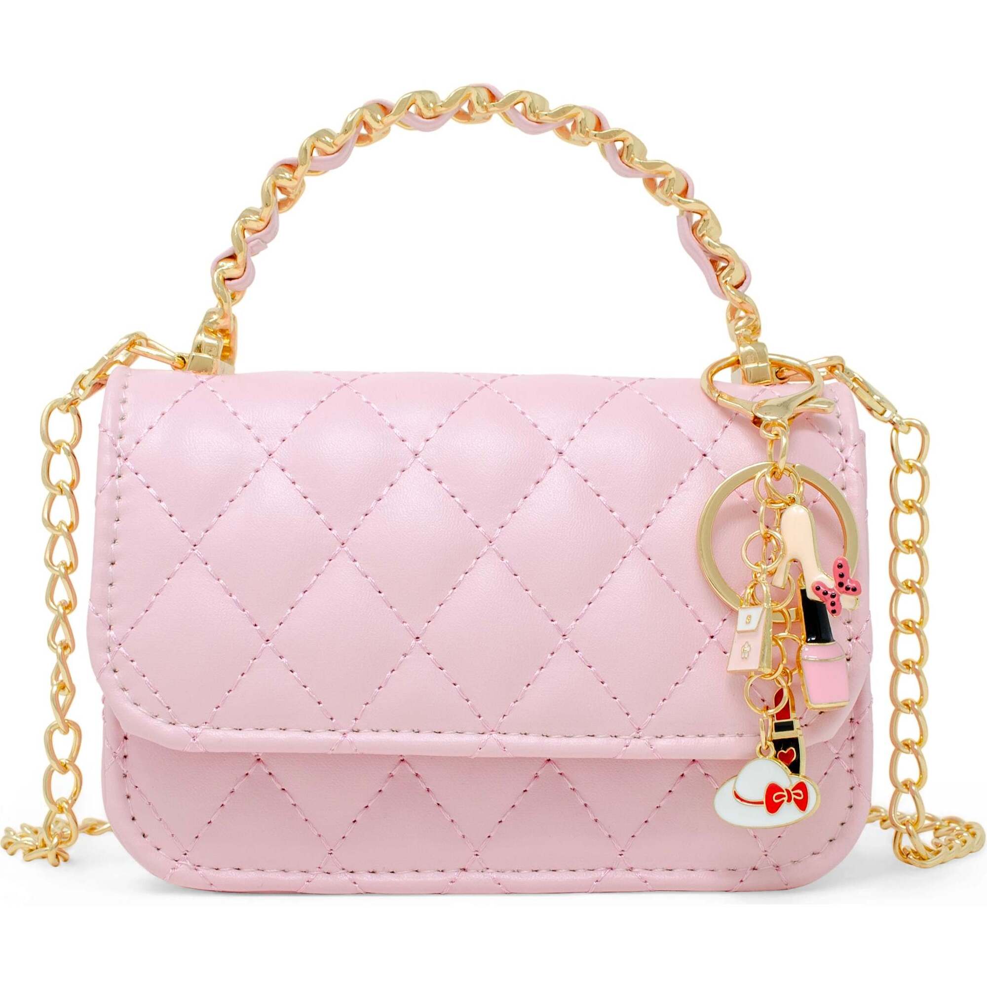 Girl's Classic Link Chain Top Handle Handbag, Pink - Bags - 1